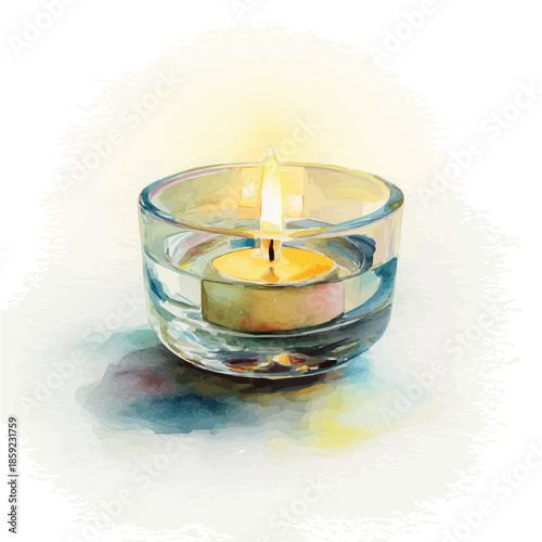 Candle Holder, watercolor clipart vector, isolated on a white background.