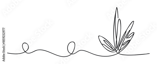Continuous single line drawing illustrating an abstract botanical composition featuring flowing organic forms, ideal for minimalist branding, natureinspired decoration, and contemporary