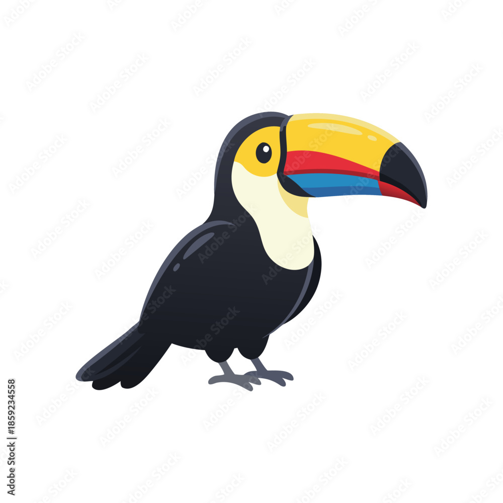 Naklejka premium Cartoon Toucan Bird with Colorful Beak.