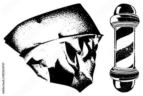 barber pole and towel vector illustration