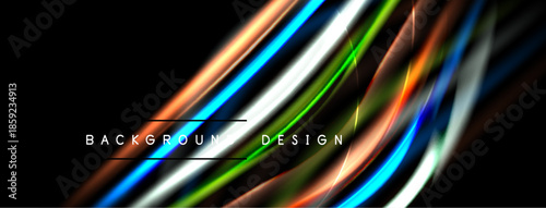 Abstract dynamic lines create vibrant background. Bright colors blend, forming modern design element. Smooth gradients offer visual appeal.