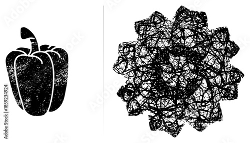 bell pepper and abstract scribble