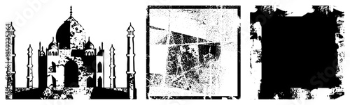 Taj Mahal silhouette with distressed frames