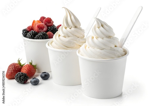 fresh frozen yogurt cups with mixed berries