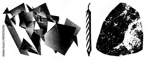 Abstract geometric and candle rock halftone