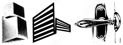 geometric shapes and door handle vector illustration