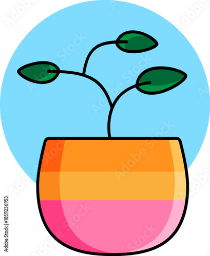 Houseplant in flower pot sticker illustration