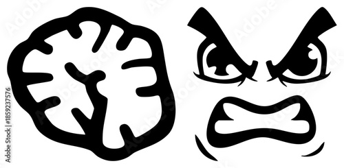 brain and angry face vector