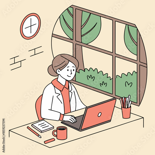 Woman working from home