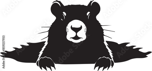 Fierce wolverine silhouette with sharp claws and whiskers