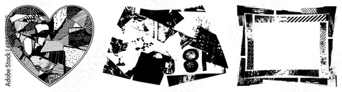 heart frame abstract collage