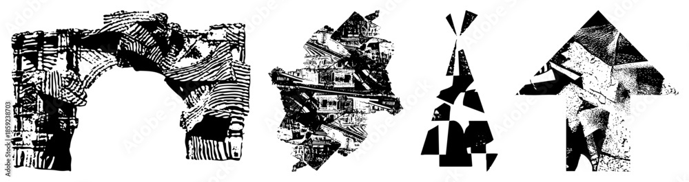 Fototapeta premium abstract geometric shapes collage black white