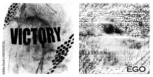 victory ego text halftone dot