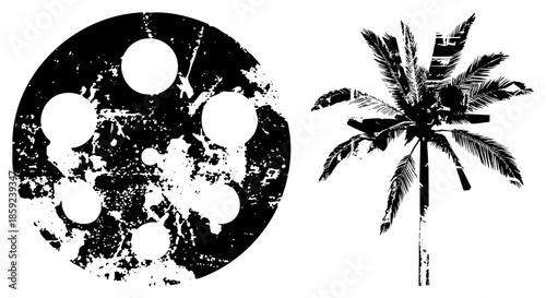 film reel and palm tree silhouette