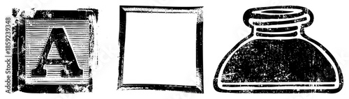 Letter A block inkwell frame set