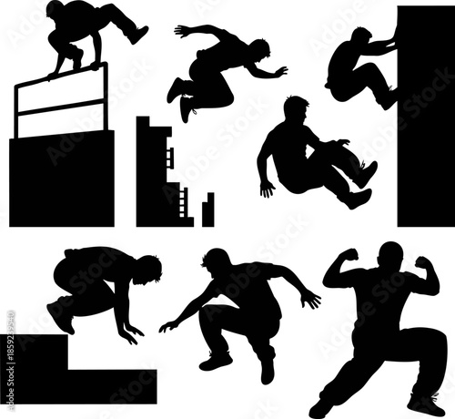 Parkour and Freerunning Action Silhouettes