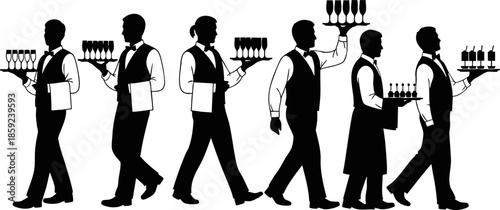 Waiter and Food Server Silhouette Collection