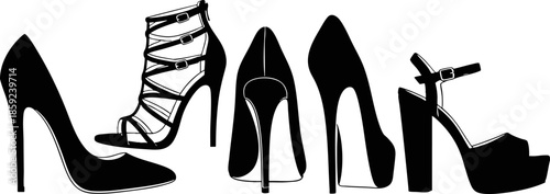 High Heel Shoes Fashion Silhouette Set