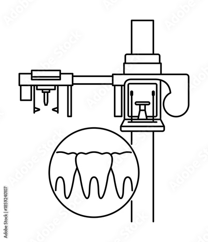 X-ray device for dental digital panoramic, 3D imaging - outline icon