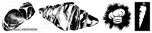 steak croissant chef hat carrot vector