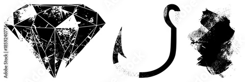 diamond fishing hook abstract shapes