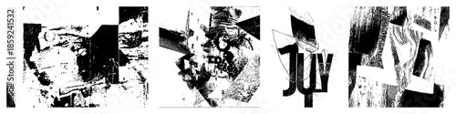 abstract typography collage black and white