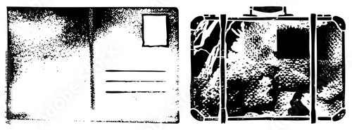 postcard and suitcase vector illustration