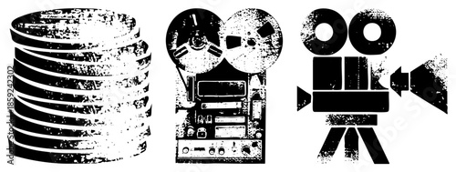 stacked coins vintage film reel camera