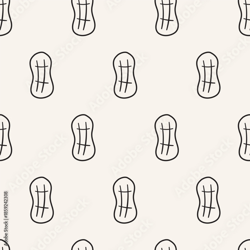 Peanut in Shell Outline Seamless Pattern Vector Illustration on Gray Background