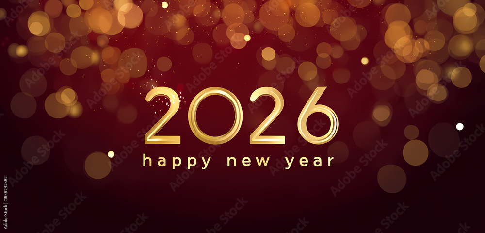 Naklejka premium Elegant Gold 2026 Happy New Year Banners on Dark Backgrounds