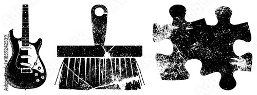 electric guitar broom puzzle pieces