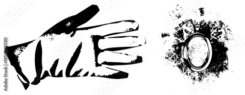 gloved hand reaching for locket