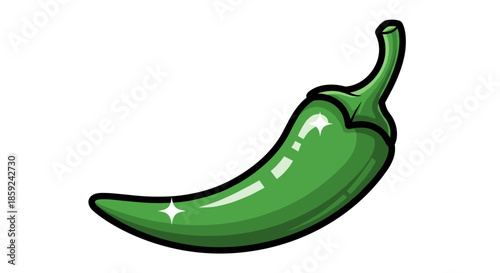 Fresh Green Chili Pepper Illustration and Spicy Jalapeno Vegetable Icon