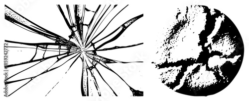 shattered glass crack plus abstract ink blot