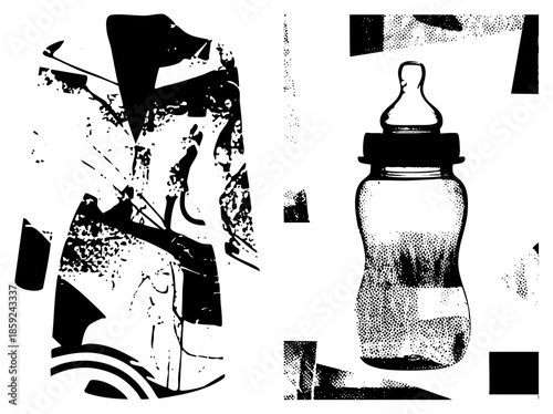 golf bag and baby bottle vector illustration