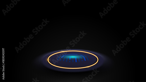 3D Biometric Fingerprint Scanner Button on Dark Background