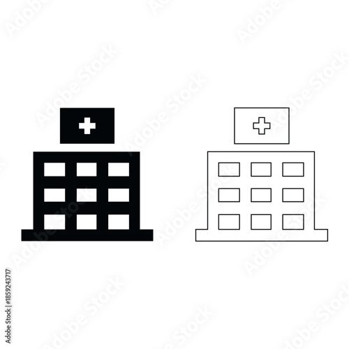 Vector illustration of a business office building icons set featuring a 3d pixel design with integrated QR code technology and mobile data scan symbols for modern internet coding