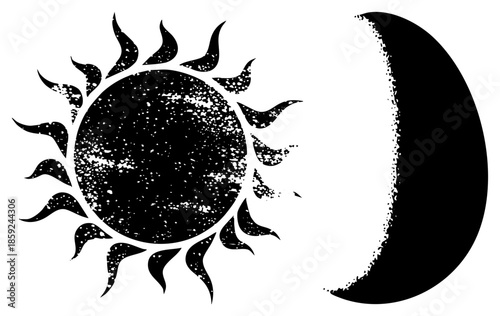 sun and moon symbols black and white
