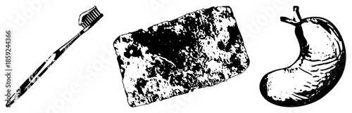 toothbrush soap bar toothpaste tube