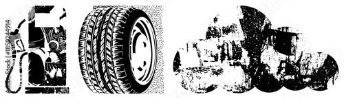 fuel pump tire cloud vector