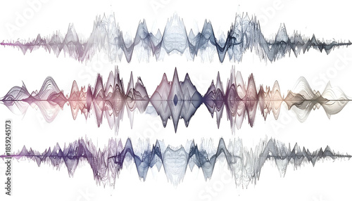 Three horizontally aligned wavy lines, resembling sound waves, with varied colors on black