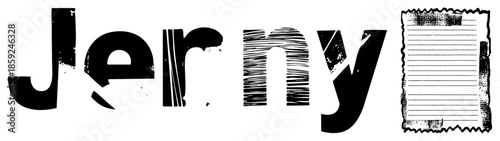 Jenny text logo with paper