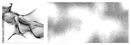 Abstract waveforms rendered in halftone dot