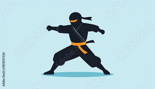 Ninja Warrior in Action - A Silhouette of Stealth and Power.