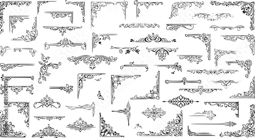 Funeral Ornamental Decorations Vector – Memorial Design Elements Including Border, Divider, Ribbon, Frame, and Corner Accents
