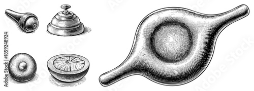 Medical instruments vintage engraved set