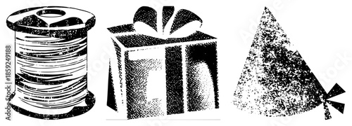 gift box ribbon spool party hat