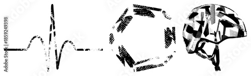 heart rhythm soccer ball brain vector