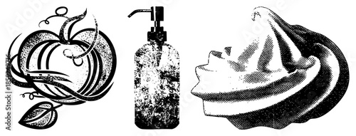 pumpkin soap cream vector trio