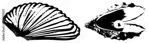 two black and white vector illustration